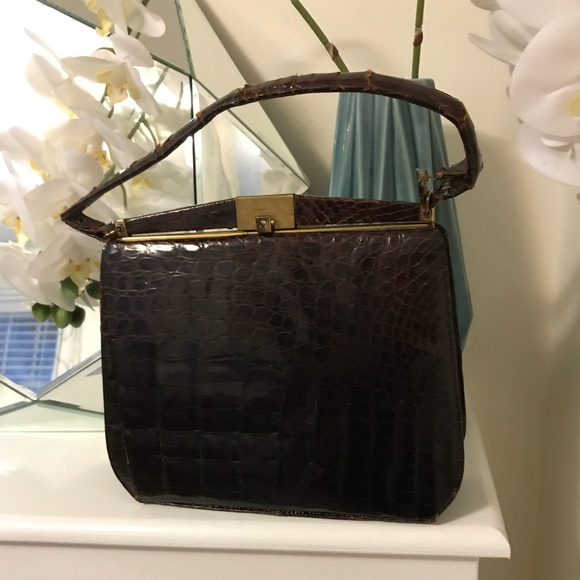 Vintage Coblentz brown alligator bag (1950s) - Picture 2 of 5